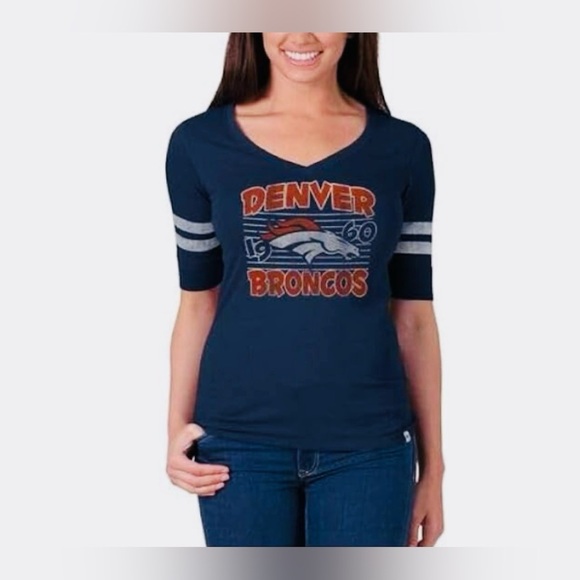 ’47 Brand Denver Broncos Retro V-Neck Tee - XL - Picture 1 of 7